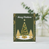 Groene Kerstboom Elegante Holiday Stijl Briefkaart (Staand voorkant)