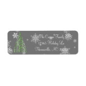 Groene kerstboom en Adresetiketten met sneeuwvlokk Etiket (Voorkant)
