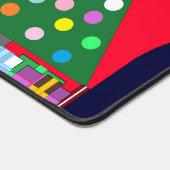 Groene kerstboom en blauwe draperingen: bureaumat (Hoek)