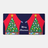 Groene kerstboom en blauwe draperingen: bureaumat (Voorkant)