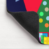 Groene kerstboom en blauwe draperingen: muismat (Hoek)