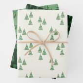 Groene kerstboom en Botanische vakantiebladeren Inpakpapier Vel (In situ)