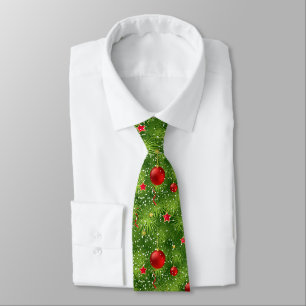 Groene kerstboom en kerstversiering stropdas