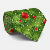 Groene kerstboom en kerstversiering stropdas (Opgerold)