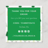 Groene kerstboom en sneeuw Dank u sociale media Vierkante Visitekaartje (Achterkant)