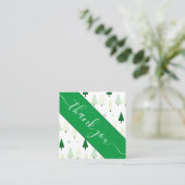 Groene kerstboom en sneeuw Dank u sociale media Vierkante Visitekaartje (Staand voorkant)