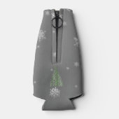 Groene kerstboom en Snowflakes Bottelkoel Flesjeskoeler (Achterkant)