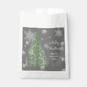 Groene kerstboom en Snowflakes Favor Bag Bedankzakje (Voorkant)