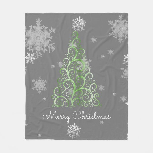 Groene kerstboom en Snowflakes Fleece Blanket (Voorkant)