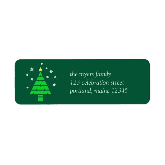 Groene kerstboom en Snowflakes Retouradres Etiket (Voorkant)