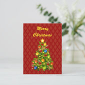Groene kerstboom feestdagenkaart (Staand voorkant)
