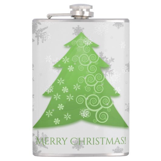 Groene Kerstboom Fles Heupfles (Voorkant)