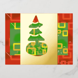 Groene Kerstboom Folie Vakantie Postkaart Feestdagen Briefkaart