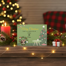 Groene Kerstboom Foto Bedankkaart | Holida