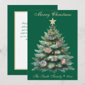 Groene Kerstboom Foto Ornament Feestdagenkaart (Voorkant / Achterkant)
