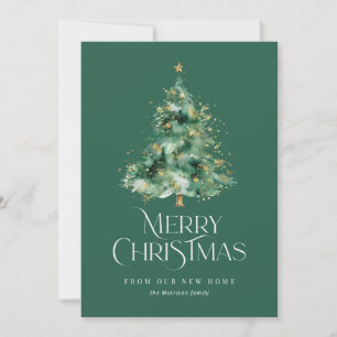 Groene kerstboom foto Verhuizing Feestdagenkaart