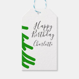 Groene kerstboom gelukkige verjaardag december win cadeaulabel