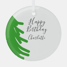 Groene kerstboom gelukkige verjaardag december win glas ornament