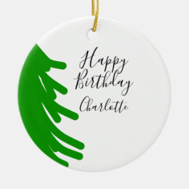 Groene kerstboom gelukkige verjaardag december win keramisch ornament