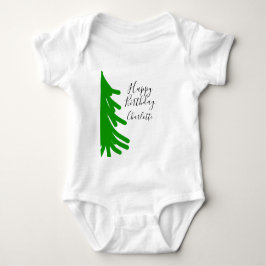 Groene kerstboom gelukkige verjaardag december win romper