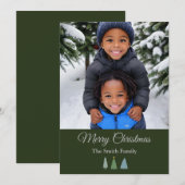 Groene kerstboom gepersonaliseerde foto feestdagenkaart (Voorkant / Achterkant)