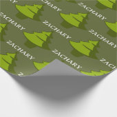 Groene kerstboom gepersonaliseerde gift cadeaupapier (Hoek)