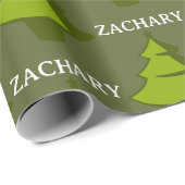 Groene kerstboom gepersonaliseerde gift cadeaupapier (Rol Hoek)