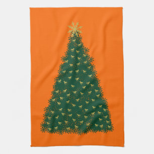 Groene Kerstboom, Gouden Rennende Paarden, Oranje Theedoek