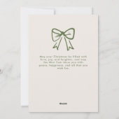 Groene kerstboom handgetekende boog lint feestdagenkaart (Achterkant)