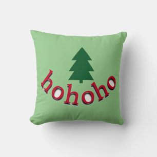 Groene Kerstboom HoHoHo Rode Typografie Kussen