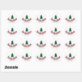 Groene Kerstboom HoHoHo Rood Vrolijk Kerstfeest Ronde Sticker (Vel)