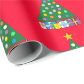 Groene kerstboom in het rood: cadeaupapier (Rol Hoek)