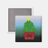 Groene kerstboom in pot magneet (Voorkant / Achterkant)
