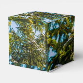 Groene kerstboom in sneeuw bedankdoosjes (Achterkant)