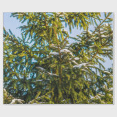 Groene kerstboom in sneeuw cadeaupapier (Vlak)