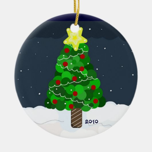 Groene Kerstboom Keramisch Ornament (Voorkant)