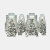 Groene Kerstboom Kleurrijke Ornamenten Witte Sneeu Bedankdoosjes (Uitgevouwen)