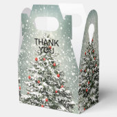 Groene Kerstboom Kleurrijke Ornamenten Witte Sneeu Bedankdoosjes (Geopend)