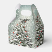 Groene Kerstboom Kleurrijke Ornamenten Witte Sneeu Bedankdoosjes (Voorkant Zijde)