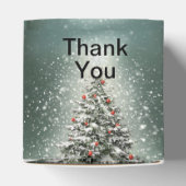 Groene Kerstboom Kleurrijke Ornamenten Witte Sneeu Bedankdoosjes (Bovenkant)