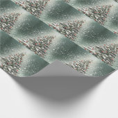 Groene Kerstboom Kleurrijke Ornamenten Witte Sneeu Cadeaupapier (Hoek)