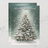 Groene Kerstboom Kleurrijke Ornamenten Witte Sneeu Feestdagenkaart (Voorkant / Achterkant)