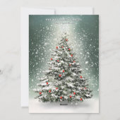 Groene Kerstboom Kleurrijke Ornamenten Witte Sneeu Feestdagenkaart (Achterkant)