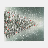 Groene Kerstboom Kleurrijke Ornamenten Witte Sneeu Fleece Deken (Voorkant (Horizontaal))