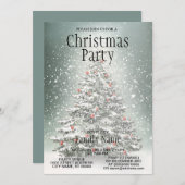 Groene Kerstboom Kleurrijke Ornamenten Witte Sneeu Kaart (Voorkant / Achterkant)