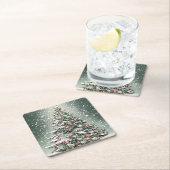 Groene Kerstboom Kleurrijke Ornamenten Witte Sneeu Kartonnen Onderzetters (Insitu)