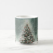 Groene Kerstboom Kleurrijke Ornamenten Witte Sneeu Koffiemok (Center)