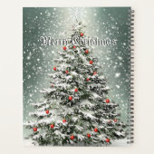 Groene Kerstboom Kleurrijke Ornamenten Witte Sneeu Planner (Achterkant)