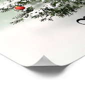 Groene Kerstboom Kleurrijke Ornamenten Witte Sneeu Poster (Hoek)