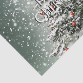 Groene Kerstboom Kleurrijke Ornamenten Witte Sneeu Tissuepapier (Detail)